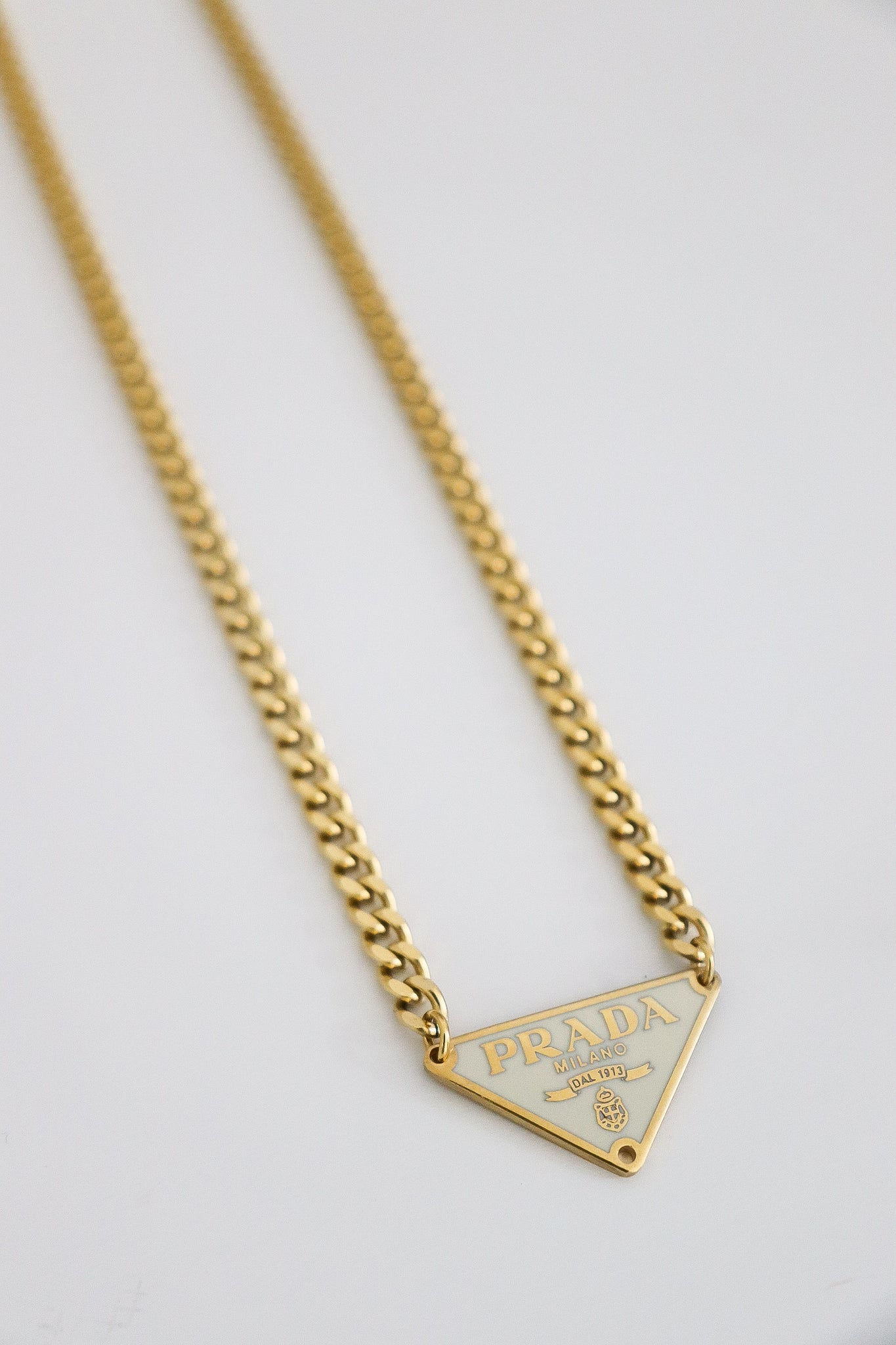 Prada Necklace Gold filled silver chain. Waterproof... - Depop
